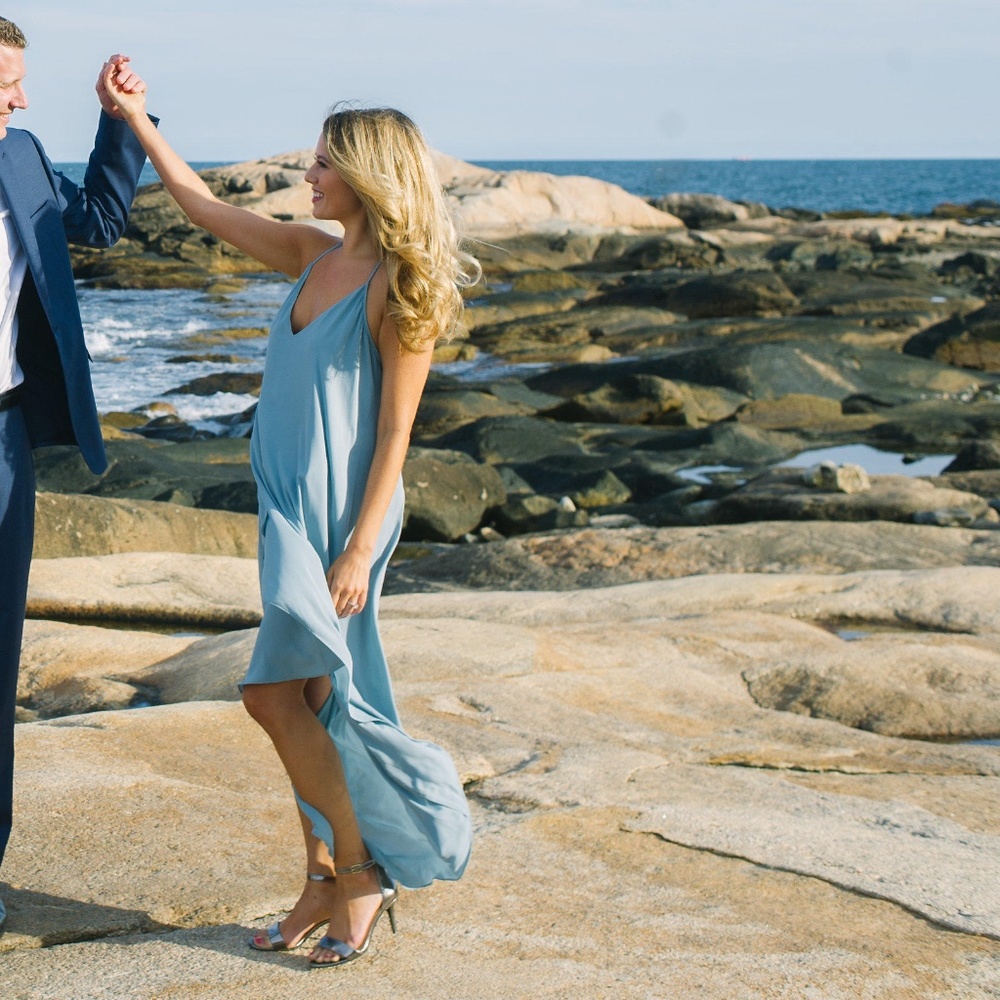 BCBG - flowy baby blue dress - high